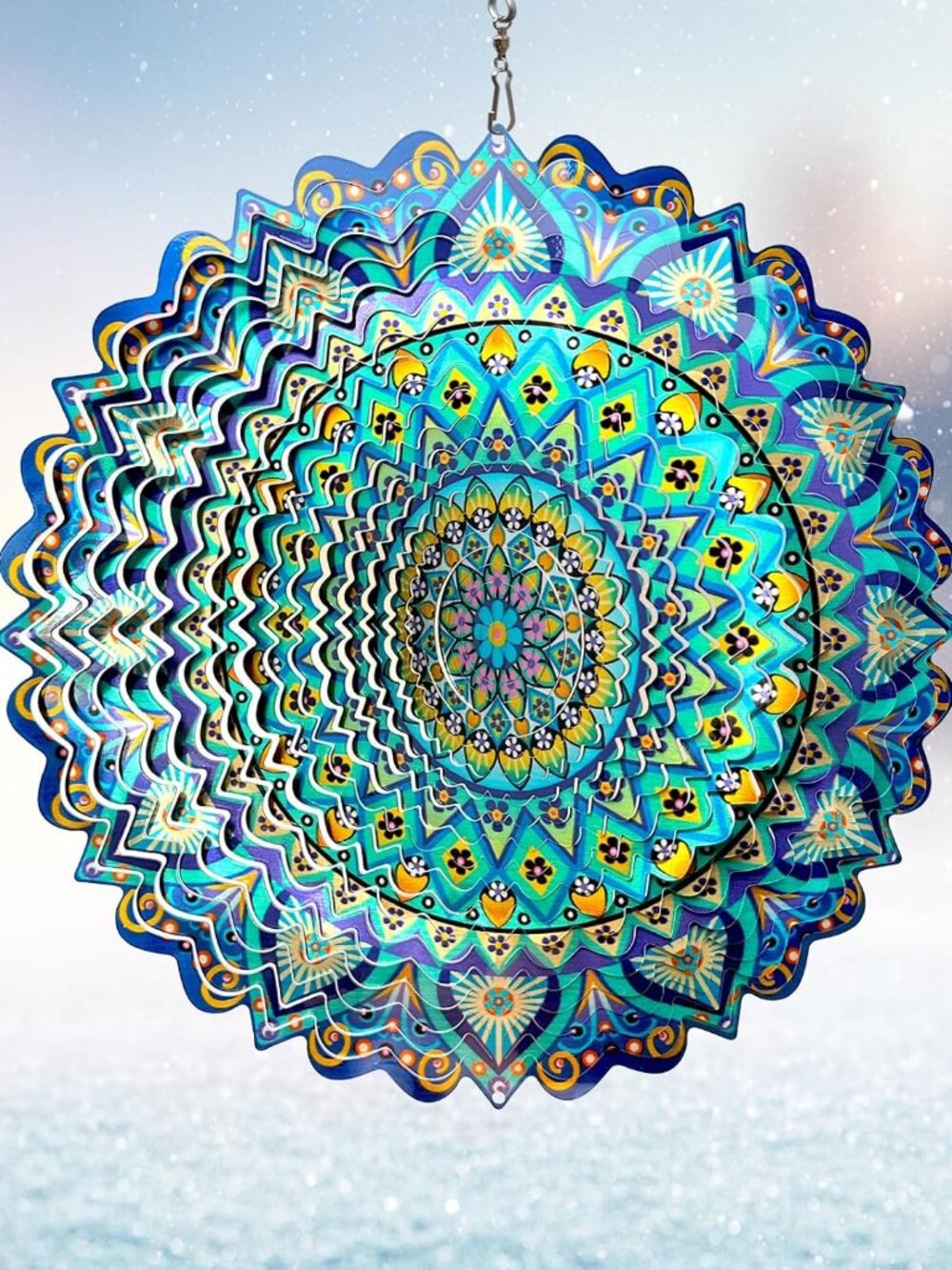 Wind Spinner Mandala Peacock - 12In Laser Cut Stainless Steel Wind Spinners Outd